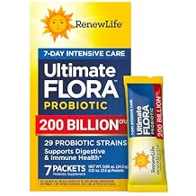 Renew Life Ultimate Flora Probiotic Powder 200 Billion CFU | 7 Packets | Digestive Health | Immune Health | Dairy Free