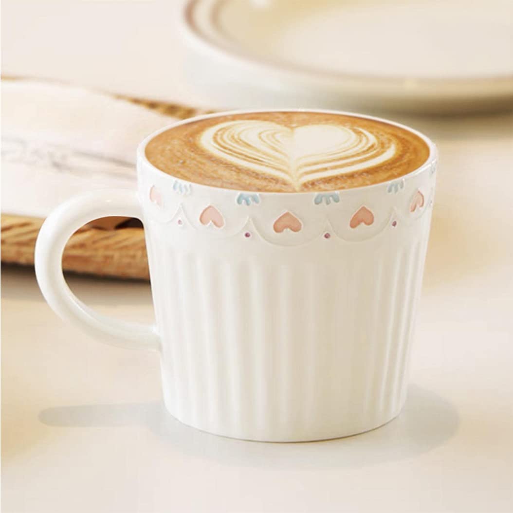 Uroczy ceramiczny kubek do kawy, cappuccino, biały duży kubek do herbaty do biura domu, nadaje się do zmywarki i kuchenki mikrofalowej, prezent z podziękowaniami dla kobiet mężczyzn mamy taty D-240 ml