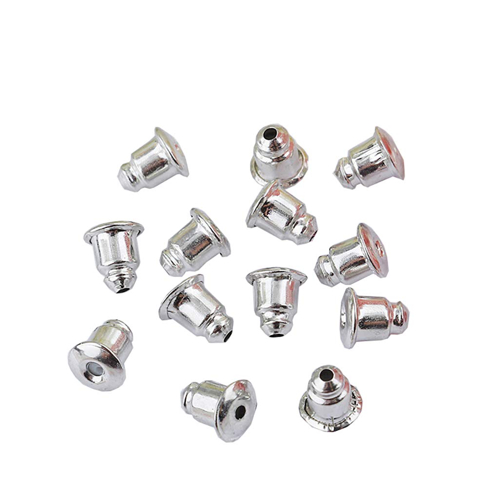 Hugede Silver 200 Pcs Bullet Clutch Earring Safety Backs Stopper Replacement For Earring Studs Stoppers