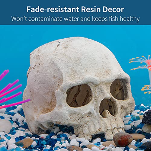 Image of Uniclife Aquarium Skull Reptile House Decor Resin Head Skeleton Ornament for Tank Landscape Decorative Hideout Cave Shelter for Small Fish Shrimp Snail Gecko Spider Lizard in 5-20 Gallon Fish Tank