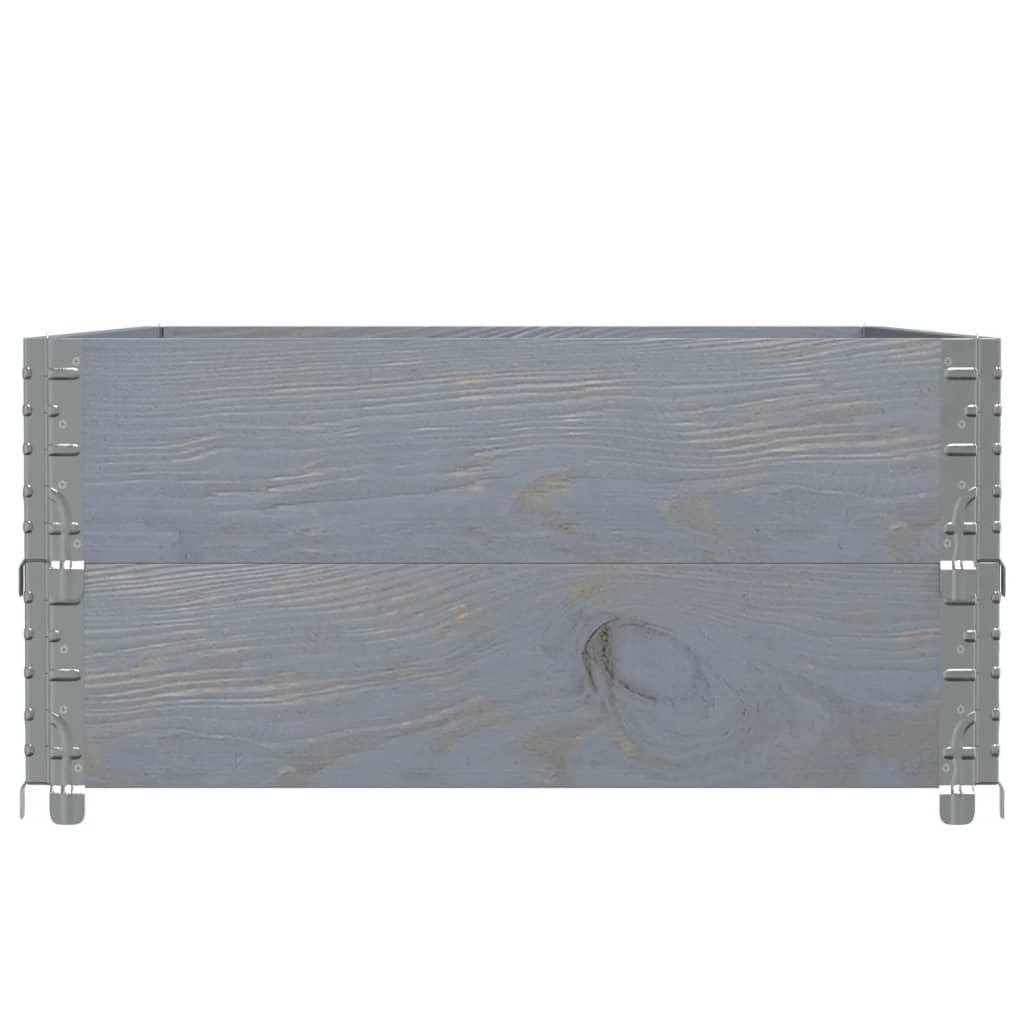 Paletten-Aufsatzrahmen 2 Stk. Grau 120 x 80 cm Massivholz Kiefer für Lager Logistik Versand, stapelbar und klappbar für Ladungssicherung, Frachtgut und Warenumschlag