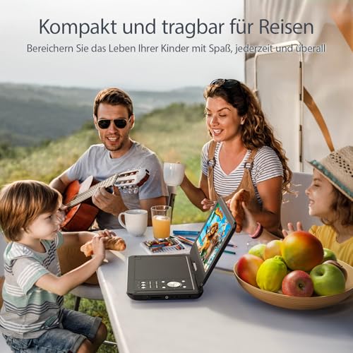 Yoton 12,5-Zoll Tragbarer DVD-Player mit 10,5-Zoll HD-Drehbildschirm, ideal fürs Auto, inkl. Autoladegerät, Netzteil, Akku, unterstützt USB/SD-Karte/TV-Sync [Kein Blu-ray]