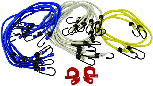 Attwood 11712-7 Assorted 18-Piece Bungee Cord Variety Pack in Blue, White and Yellow