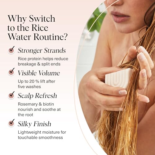 Image of Kitsch Rice Water Shampoo and Conditioner Set + Pre-Wash Scalp Serum with Rosemary and Biotin - Shampoo and Conditioner Bar for Hair Growth & Scalp Nourishment Hair Care - 3pc Set