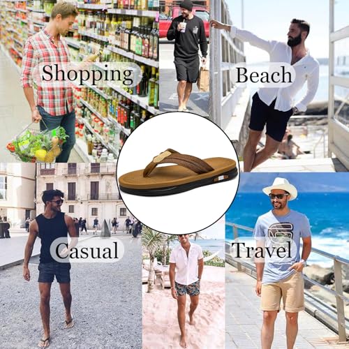 Image of Mens Flip Flops Thong Sandals Lightweight Comfortable Summer Beach Slides Soft Cushion Footbed Open Toe Slippers for Pool Showers Dorms Water Friendly Indoor and Outdoor