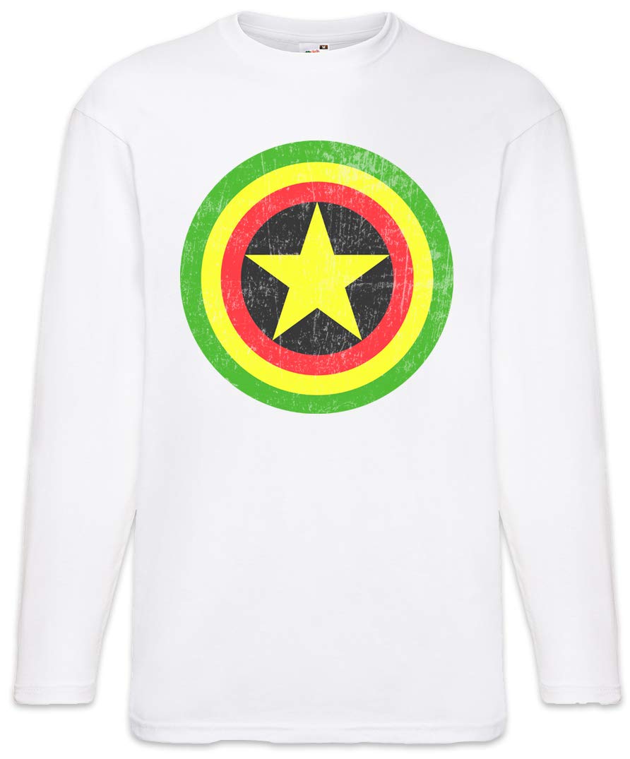 Urban Backwoods Men's White Captain Rasta Long Sleeve T-Shirt Size M