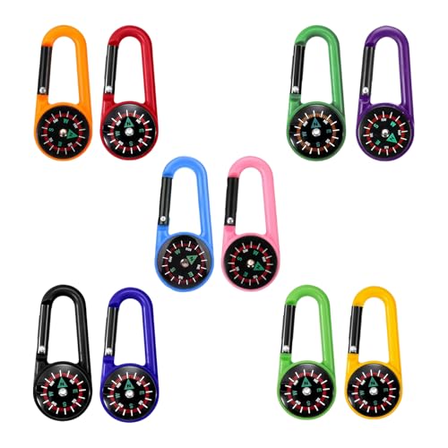 10 Pezzi Moschettoni per Bussola mini bussola colorata con moschettone Bussola Navigazione Multicolore per attività all'aperto, viaggi, escursioni, campeggio