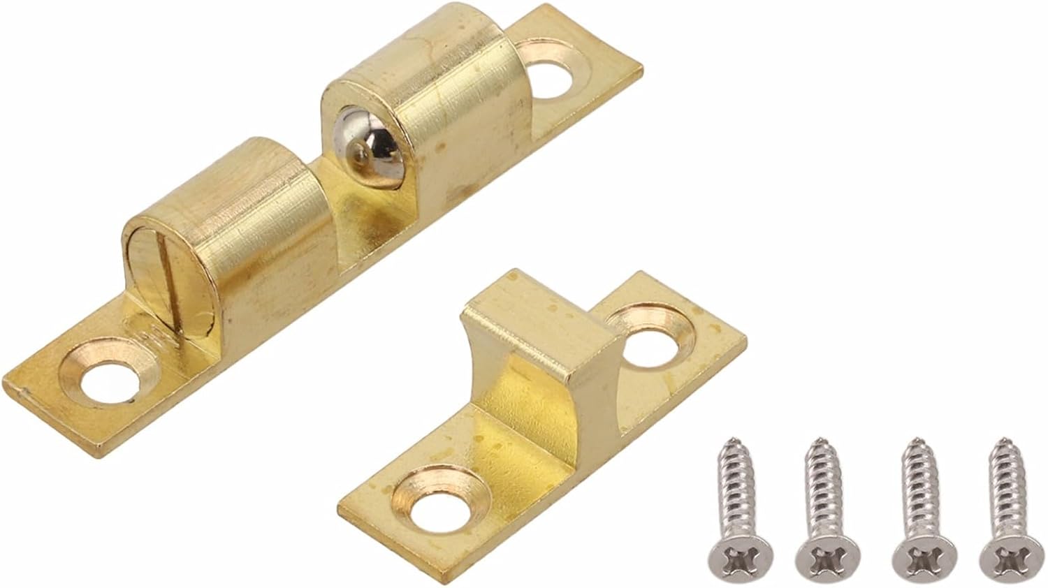 Ball Catch Adjustable Solid Brass Double Ball Tension Roller Latch for Cabinet Doors and Furniture with Copper and Stainless Steel Materials (60mm)