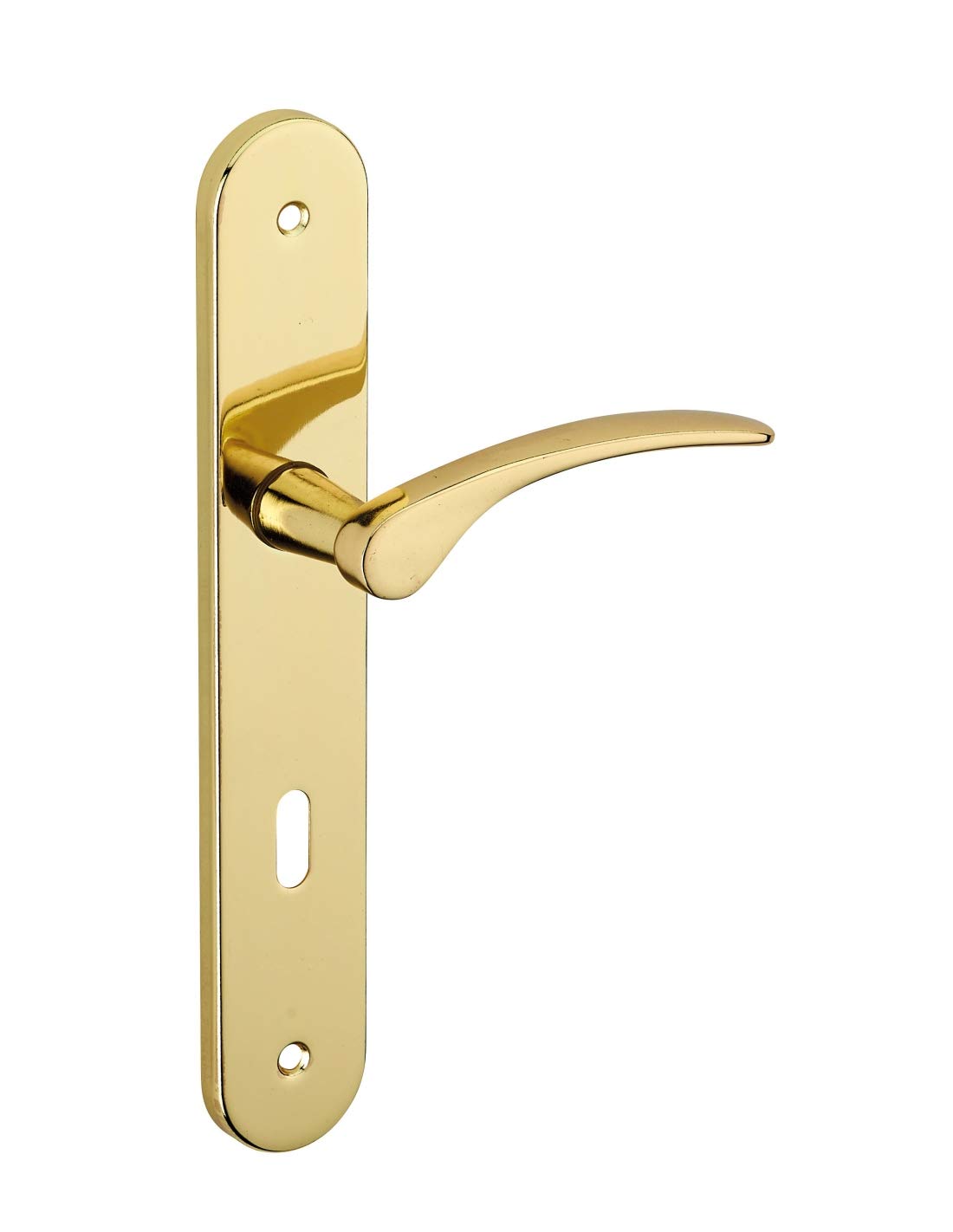 THIRARD - Ensemble de Poignées pour Porte de Chambre Dionysos - Acier Embouti - Design Élégant - Trou de Clé - Entr'Axes 195 mm - Carré 7 mm - Finition Laiton - Jaune/Doré