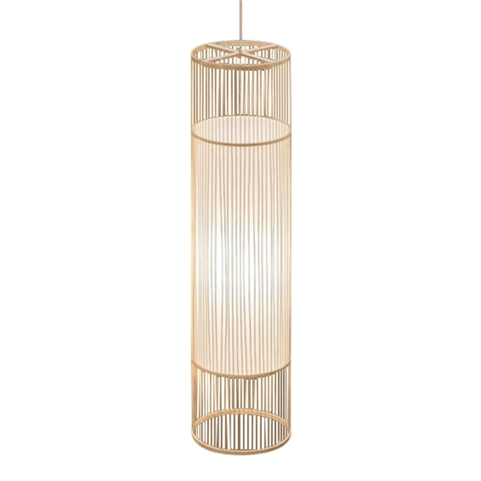 KBUUKYYXouy Simple Cylindrical Japanese Beige Lantern Pendant Lamp Chandelier Hanging Light Ceiling Natural Hand Woven Domed for Living Room Kitchen Bedside Teahouse