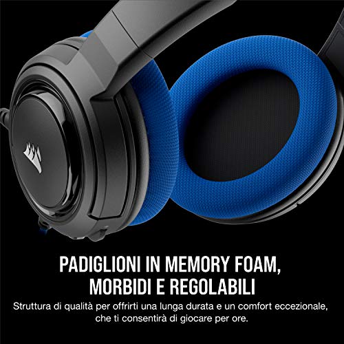 HS35 Stereo Cuffie Gaming con Microfono Unidirezionale Rimovibile, Altoparlanti in Neodimio da 50 mm, Compatibili con Xbox One, PS4, Nintendo Switch e Dispositivi Mobile, Blu - Cuffia gaming - Immagine 5