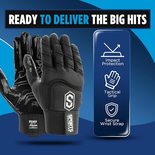Sports Unlimited Max Clash Apex Adult Lineman Padded Football Gloves, Men's Football Lineman Gloves, Offensive/Defensive Linemen - Thumbnail 3