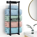 STWWO Towel Rack Wall Mounted Bath Towel Holder 56cm Black Bathroom Towel Holder for 4 Large Bath Sheets Rolled Towels Storage for Small Bathroom Organizer