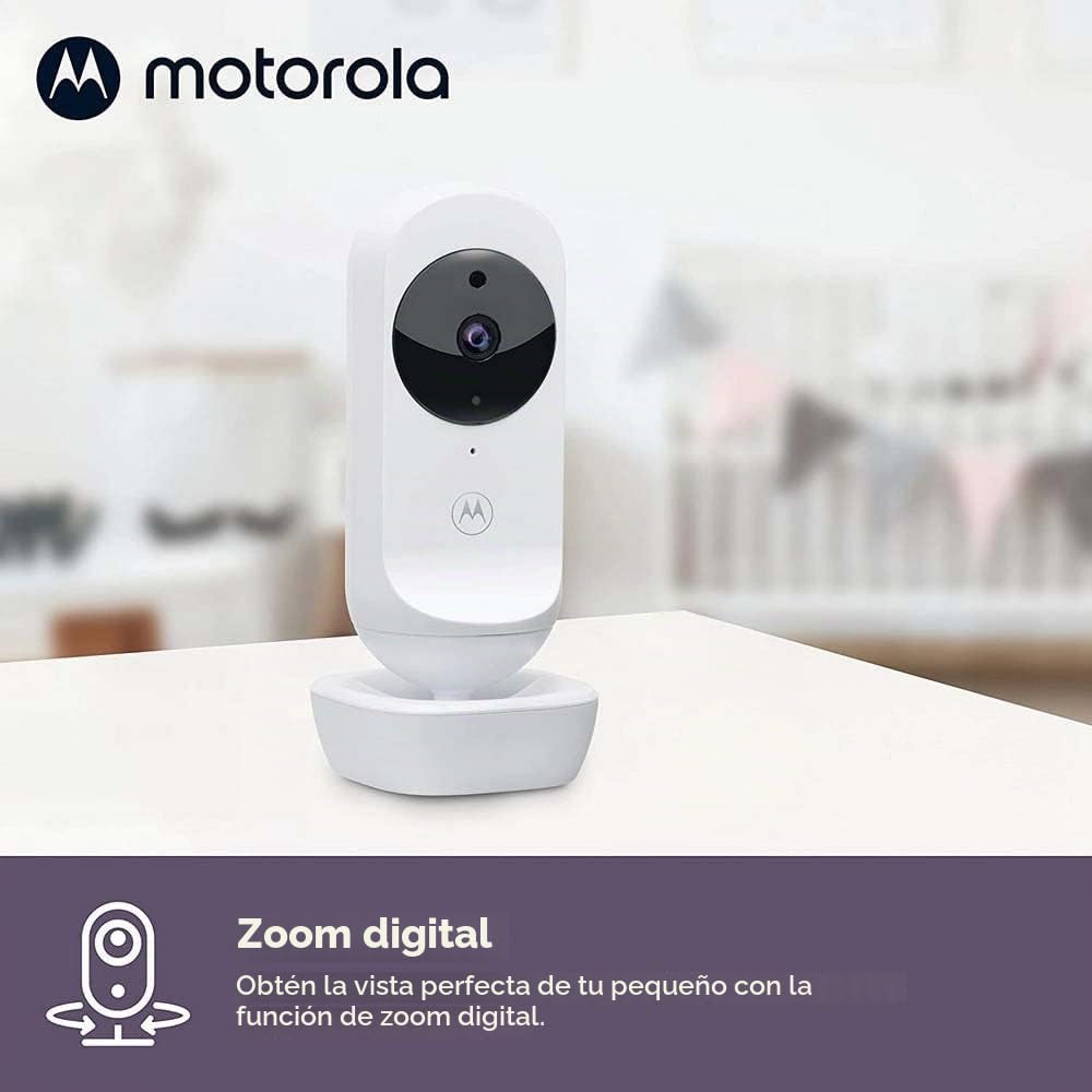 Motorola Nursery VM44 Connect - Wi-Fi Babyphone con cámara, Monitor de 4.3", Aplicación Motorola Nursery, Visión nocturna, nanas, micrófono, monitoreo de temperatura ambiente, 1 Unidad (Paquete de 1)
