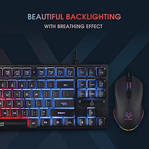 Image of EvoFox X-Team Fireblade TKL Gaming Keyboard and Spirit Gaming Mouse with EvoFox Falcon X85 Multifunctional Gaming Mouse Pad /Desk Pad Combo