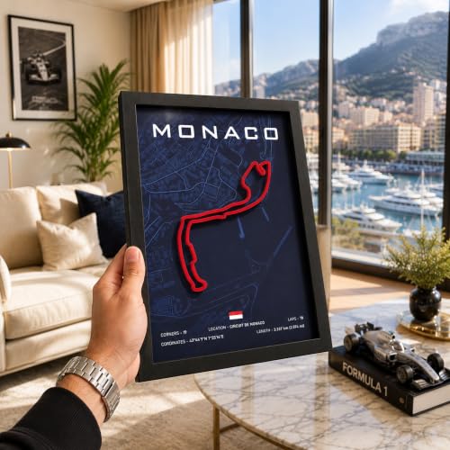 Image of CodersParadise Monaco Racing Circuit 3D Wall Art Frame, Motorsport Track Decor, Racing Fan Wall Hanging for Bedroom, Gaming Room, Office & Home Decoration