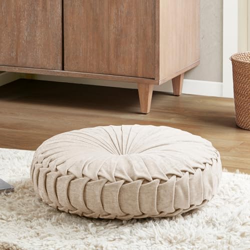 Intelligent Design Loretta Round Chenille Tufted Floor Pillow with Elegant