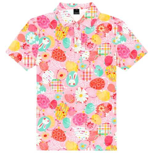 Image of AOBUTE Kids 4th of July Polo American Flag Short Sleeve Button Down Shirts Tops 3-14 Years