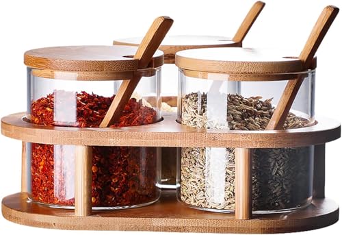 Miattcld MIAUS-03900-LX Condiment Pots 3 Pcs Clear Seasoning Jars cover