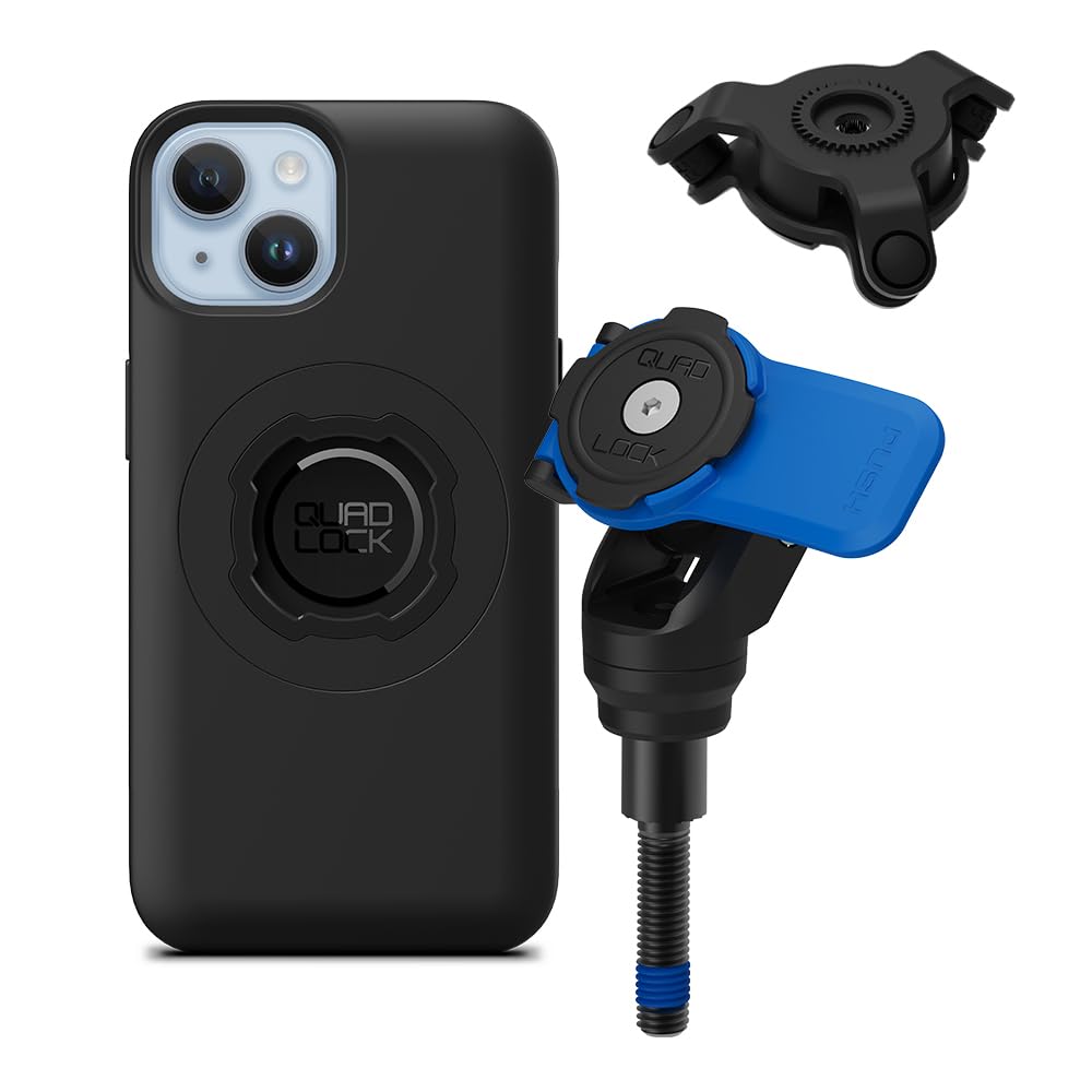 Quad Lock Handlebar Clamp Motorcycle Phone Mount with Vibration Dampener and MAG Phone Case for iPhone 14