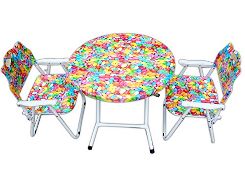 Image of AMAZE Foldable Kids Baby 1 Table-2 Chair Set-Multipurpose Study, Dining, Play, Writing & Craft Activity Table|Powder Coated Iron Frame, Portable & Space Saving-Balloon Print