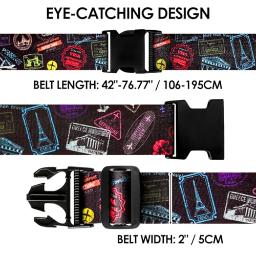 Image of 4 Pack Luggage Straps for Suitcases Adjustable Luggage Belt Suitcase Strap Travel Bag Accessories (Airplane Black(4 Pack))