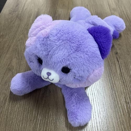 shownicer Cojín térmico de peluche con forma de gato, 0,75 kg, relleno de lavanda, calentador de microondas, animales de peluche, regalo para adultos y niños, 3 años (40 cm, morado)
