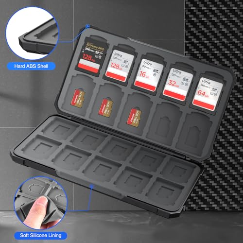 HEIYING Memory Card Case for SD/TF Cards,Portable SD Card Holder Storage Case Compatible with 20 SDXC SDHC and 20 TF Cards Slots - Image 4
