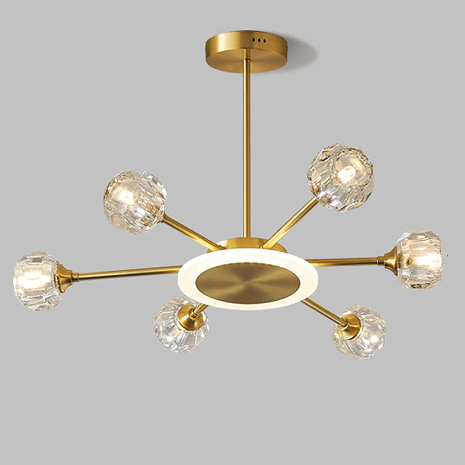 Lustre en cristal et cuivre moderne pour une décoration de salle à manger
