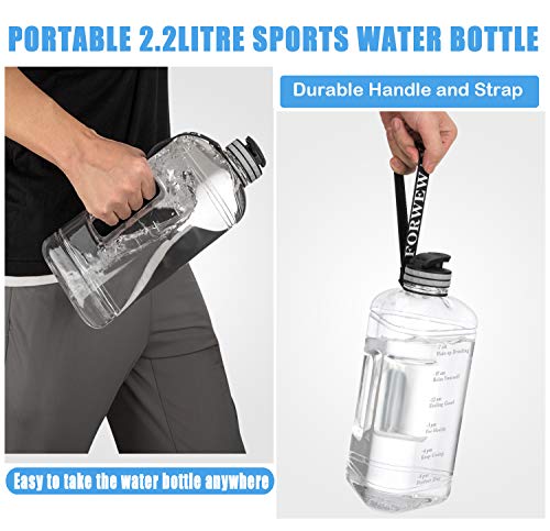 Trinkflasche 2,2 Liter mit Zeitmarkierung für Sport und Outdoor