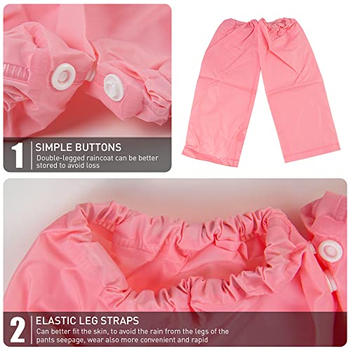 Image of DUEBEL Rain Ponchos Family Pack for Parent and 2 Kids, 8pcs Thick Reusable Rain Coat and Pant Suits with Waterproof and Breathable EVA Material - Ideal for Themed Park, Concerts, Camping