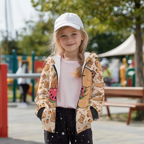 Girls Full Zip Hoodie Fleece Long Sleeve Hooded Sweatshirt Fall Winter Warm Jacket with Pockets for Kids 6-16Y4