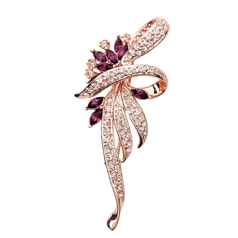 Anti Exposure Purple Crystal Zircon Shiny Texture Lightweight Safety Pin Brooch-image-21