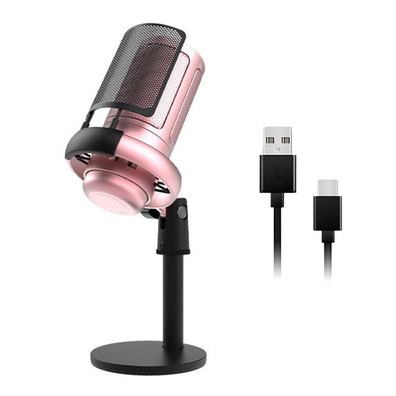 XUZHID Game mic,USB Microphone for PC Gaming Color Lighting Mic Mute Button Condenser with Knob Solid Base