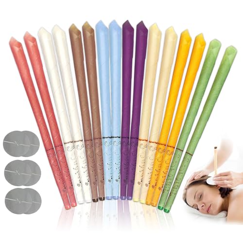16 Pezzi Coni per orecchie, Professionale pulizia orecchie, Kit per Candele per orecchie, Miglioramento Cerume, per orecchie bloccate, Con Piastre di Protezione, Relax Corpo e Mente
