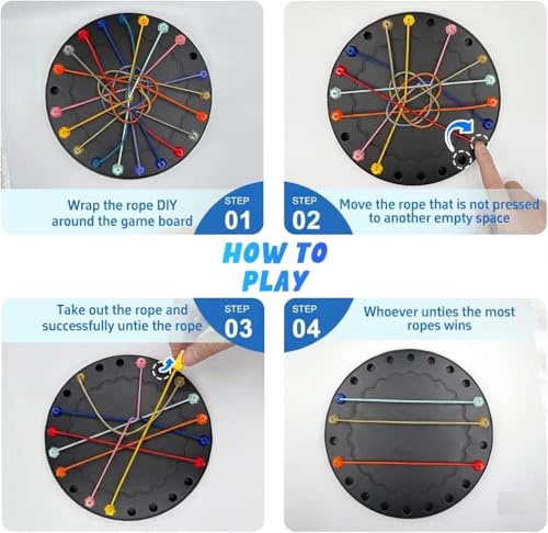 Image of Rope Untangling Puzzle Game for Kids & Adults | 10-in-1 Twisted Rope Brain Teaser Set | Educational Strategy Toy for Family, Travel & Party Fun | Multi-Level Logic & Skill Challenge