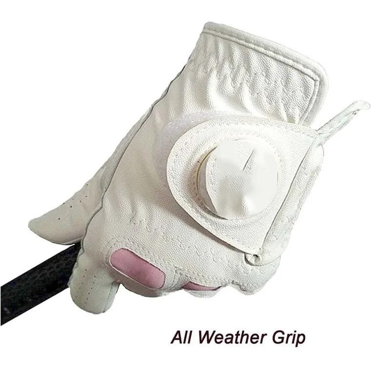 Guanti Golf 2 Pezzi Guanti da Golf in Pelle da Donna Mano Sinistra Destra Rosa Adatti for Ragazze golfiste Guanto Golf(1 Pair,Medium)
