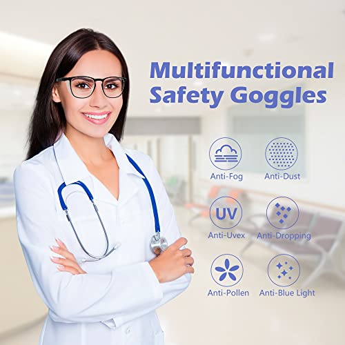 Letaaka Safety Goggles, 4 Pack Anti Fog Safety Glasses For Women Men, Blue Light Blocking Eyeglasses Anti Dust Uv Protective Eyewear #TOP1