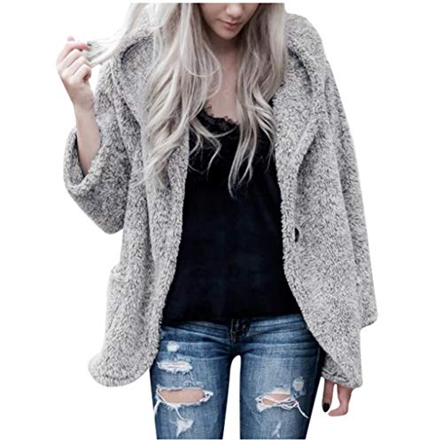 Gemi Coats for Women Fashion 2020 Fuzzy Fleece Cardigans Faux Fur Warm Winter Outerwear Hooded Jackets with Pockets