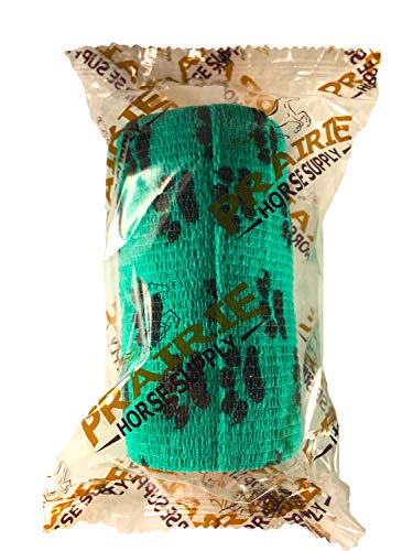 Image of Vet Wrap Wrap Tape (Teal with Paws) (2 Pack) (4 Inch x 15 feet) Self Adhesive Adherent Adhering Cohesive Flex Self Stick Bandage Grip Roll Dog Cat Pet Horse