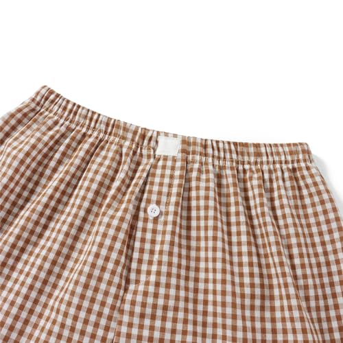 Image of Sumleno Womens Y2k Aesthetic Boxer Shorts Plaid Elastic Waist Lounge Pj Bottoms Summer Casual Gingham Pajamas Shorts