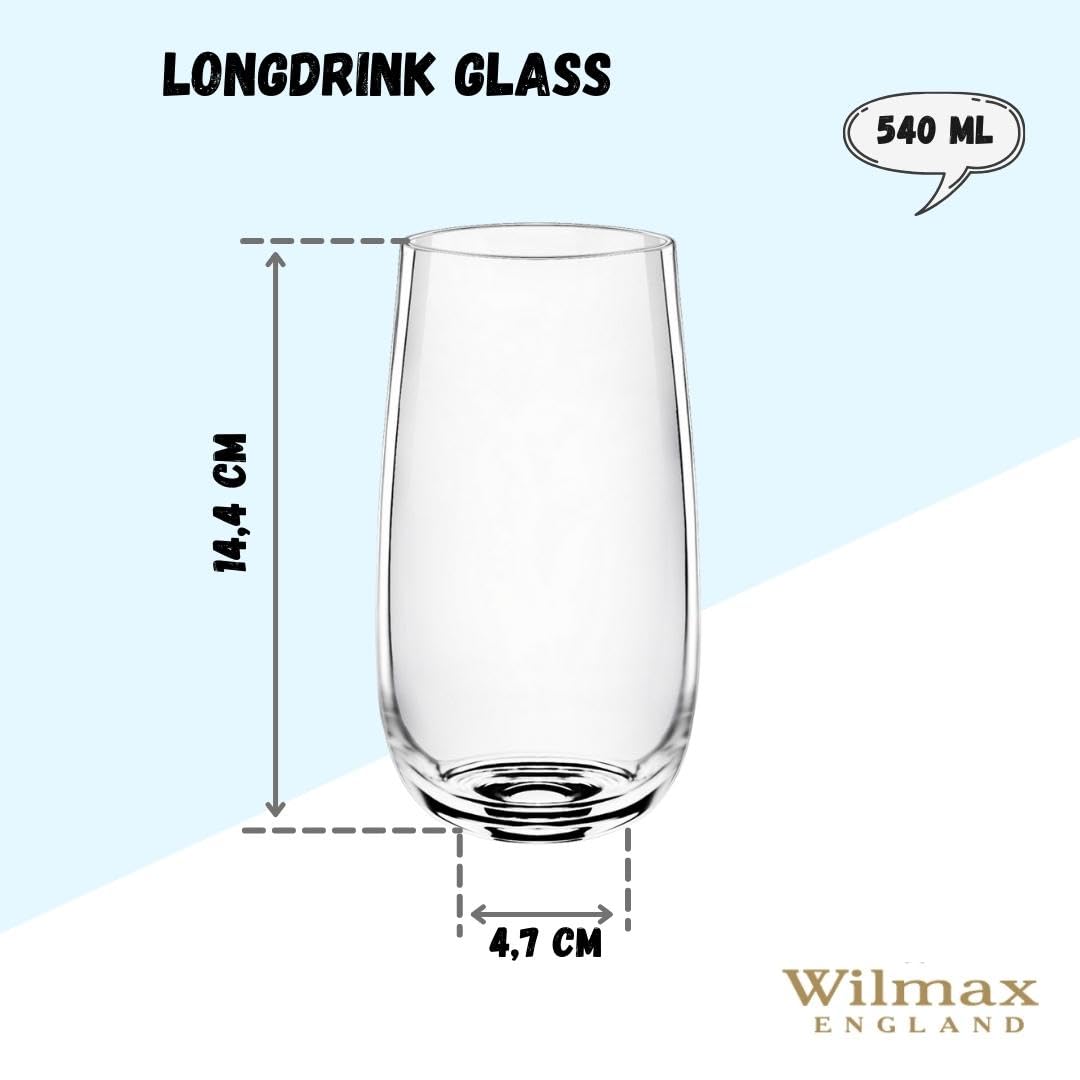 Wilmax Set composto da una brocca in vetro da 1 l e 6 bicchieri da 540 ml - Set per bevande - Brocca per succhi, acqua, tè freddo, latte - Caraffa - Lavabile in lavastoviglie