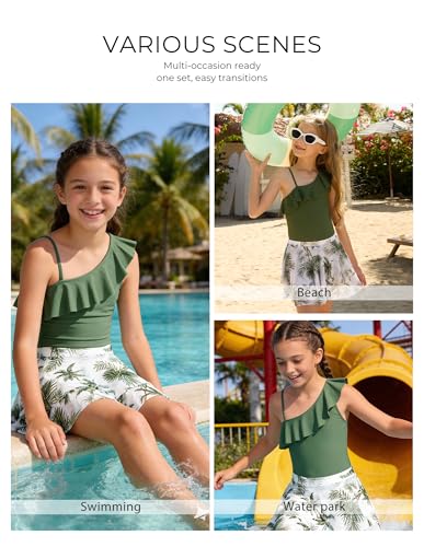 Image of GRACE KARIN Girls One Piece Swimsuits with Mesh Skirt Bathing Suit Swimwear 6-14Y