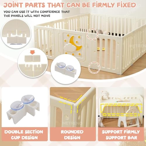 Image of Playpen for Babies Up to 5 Years with Balls 16 Panel Baby Playpen with Safety Gate, Kids Play Area Indoor Setup, Play Yard Fence for Toddlers,Children (Beige, 14 Panel)