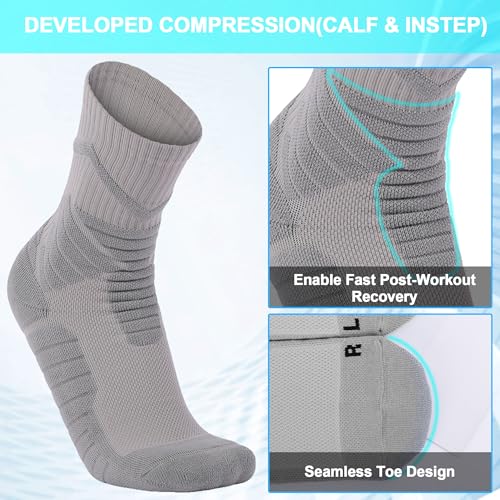 Men's Hiking Socks, Thick Cushioned, Moisture Wicking, Arch Compression Crew Work Boot Sock for Terkking,Sports2