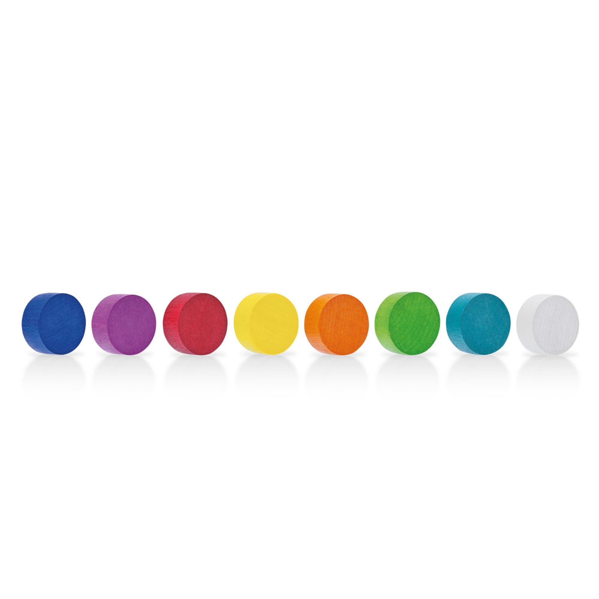 magnetoplan Magneten Wood Series Circle, 8 magneti premium in legno, in 8 colori forti, rotondi, certificati FSC
