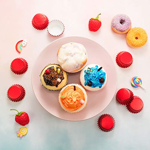 Image of Sumind 400 Pcs Mini Foil Cupcake Liners Holiday Baking Cups,Red