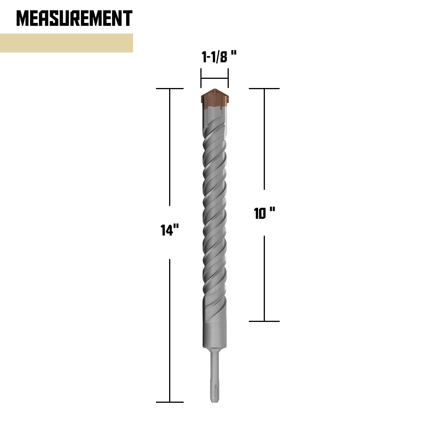 TANG SDS Plus 1-1/8 Inch x 13-3/4 Inch Roatry Hammer Drill Bit for Concrete Brick Cement Surface
