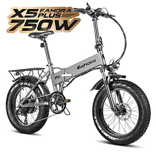 eAhora X5 Plus 48V 750W Folding Electric Bike Cruise Control 20 Inch Fat