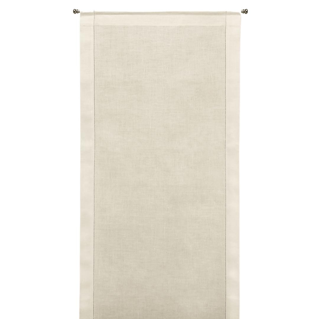 Cuore di lino - Tenda a Vetro in Puro Lino 100% Made in Italy Ajour Bianco Panna (45X160cm)